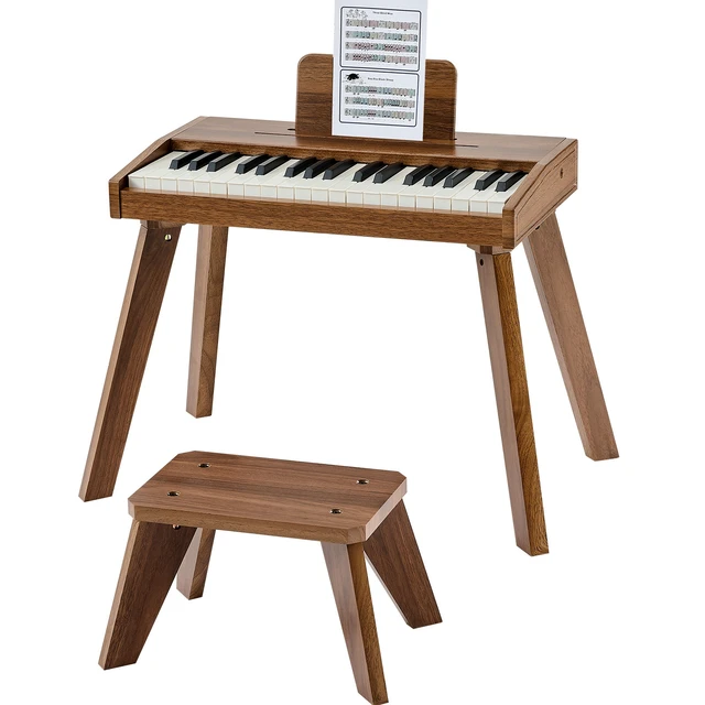 Alt view image 8 of 8 - VEVOR Kids Piano Keyboard, 37 Key Wooden Digital Piano for Kids, Mini Music Educational Instrument Toy Set with Realistic Sound, Dual Power, Adjustable Volume for Toddlers, Boys Girls Learning,Walnut