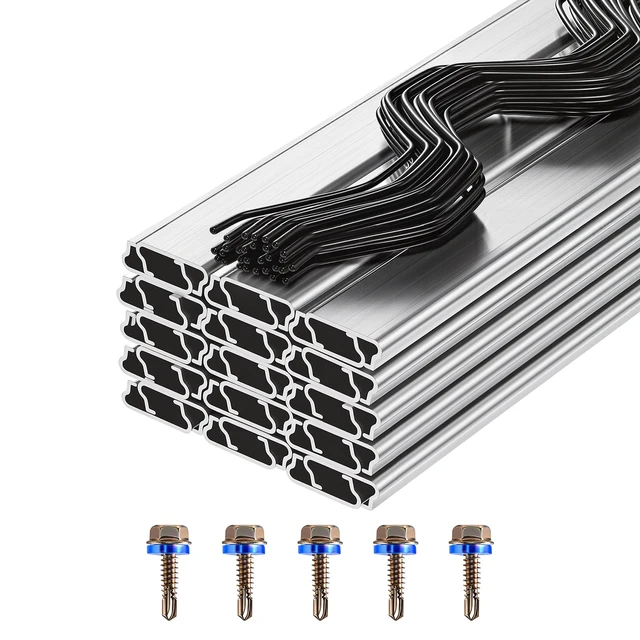 Alt view image 8 of 8 - VEVOR Greenhouse Spring Wire and Lock Channel, 30 Packs 6.56 ft PVC-Coated Wiggle Wire & Aluminum Alloy Channel Bundle Kit with Included Screws, 0.05 in Thickened, Poly Film & Shade Cloth Attachments