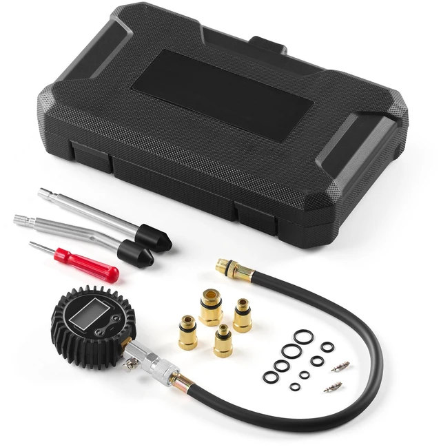 Alt view image 8 of 8 - VEVOR Engine Cylinder Compression Tester Kit, Pressure Gauge Range of 10-200 PSI, Compression Tester Kit with 4 Adapters, Straight & Angled Extended Metal Tubes for Automotive Cars and Motorcycles