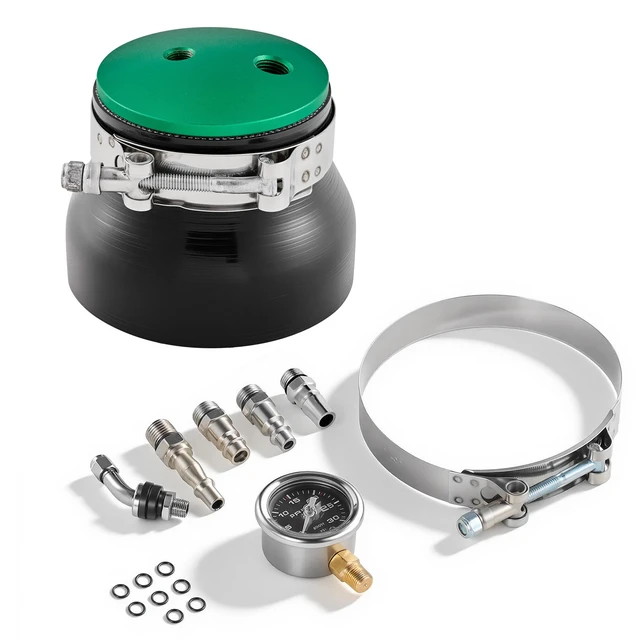 Alt view image 8 of 8 - VEVOR Turbo Boost Leak Tester 4", 3" 6061 Aluminum End Cap, 0-30 PSI Adapter Gauge Range, Check Test Intake Charge Pipe Pressure Leaks with 4 Pairs of Air Fittings for Turbo Cars, SUVs, Diesel Trucks