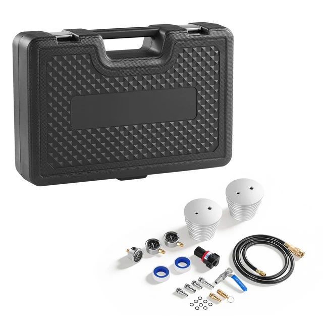 Alt view image 8 of 8 - VEVOR Turbo Boost Leak Tester Kit, Compatible with 3"/3.5"/4" Pipe, 0-150 PSI Valve Gauge & 0-60 PSI Adapter Gauge, Turbo System Leakage Tester Set with 4 Pairs of Air Fittings for Diesel Trucks, SUVs