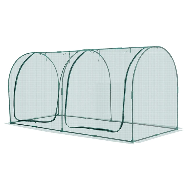 Alt view image 9 of 9 - Crop Cage, 8.1 x 3.9 x 3.9 ft Plant Protection Tent with Zippered Door, Wind-Resistant Tall Crop Cage, Easy to Install, Outdoor Raised Bed Cover with Frame, Plant Netting for Garden Patio Lawn