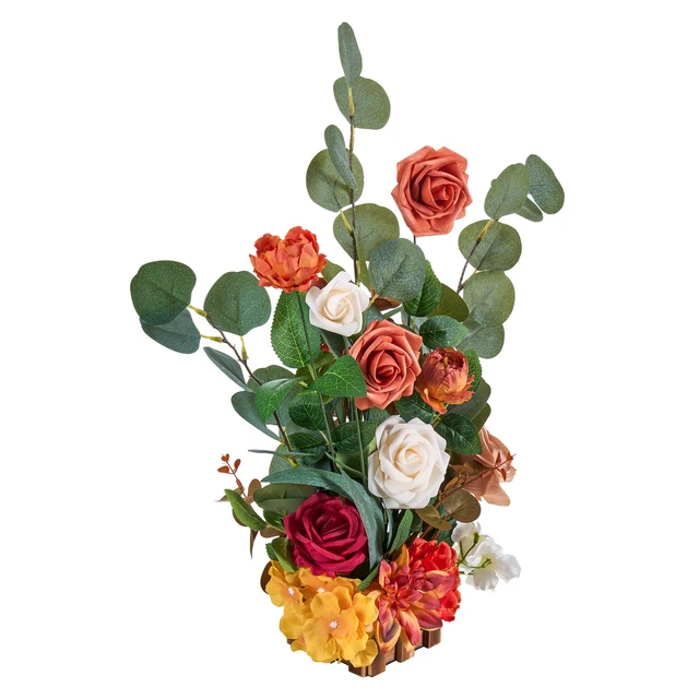 Alt view image 9 of 9 - Freestanding Flower Arrangements for Wedding Orange Floral Centerpieces 4 Pcs
