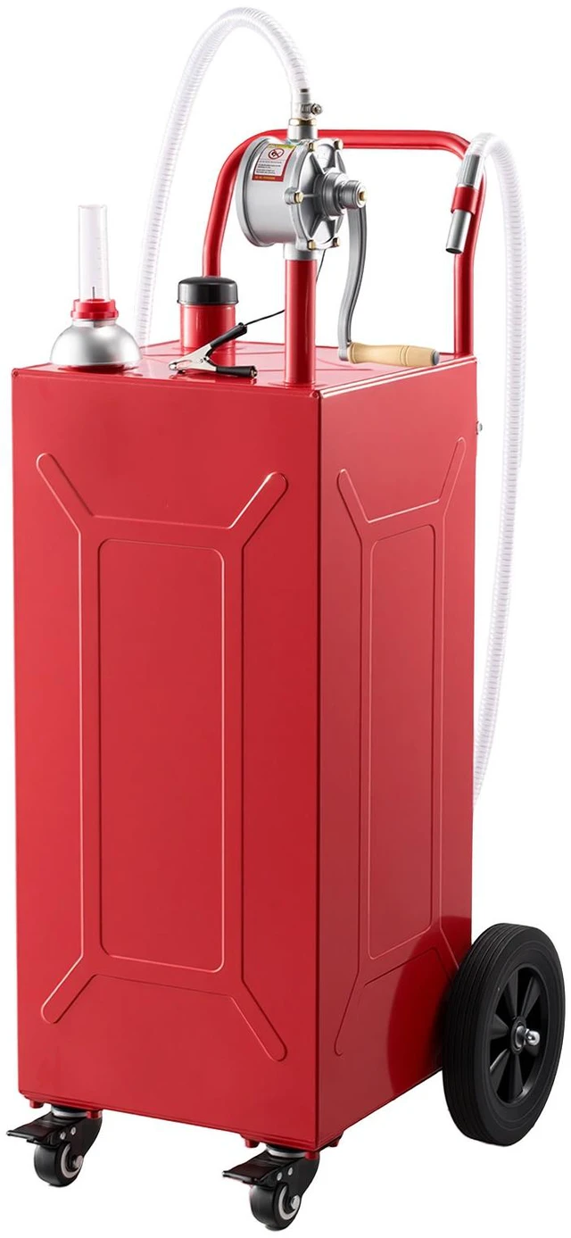 Main image of VEVOR 30 Gallon Fuel Gas Caddy, Carbon Steel, Portable Fuel Transfer Storage Tank with Manual Pump and 4 Wheels, Gasoline Diesel Can Container, for Cars, Lawn Mowers, ATVs, Boats, Motorcycles, Red