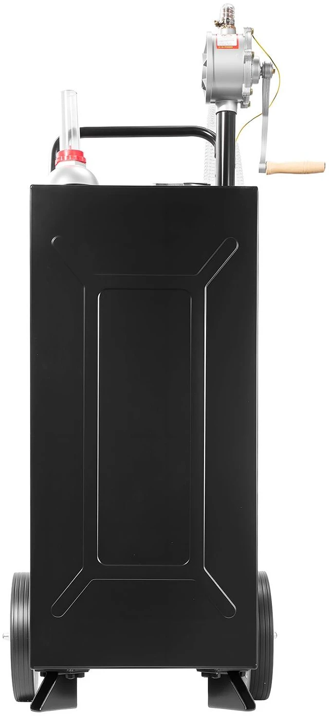Main image of VEVOR 30 Gallon Fuel Gas Caddy, Carbon Steel, Portable Fuel Transfer Storage Tank with Manual Pump & 2 Wheels, Gasoline Diesel Can Container, for Cars, Lawn Mowers, ATVs, Boats, Motorcycles, Black