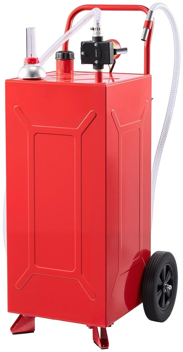 Main image of VEVOR 30 Gallon Fuel Gas Caddy, Carbon Steel, Portable Fuel Transfer Storage Tank with Electric Pump & 2 Wheels, Gasoline Diesel Can Container, for Cars, Lawn Mowers, ATVs, Boats, Motorcycles, Red