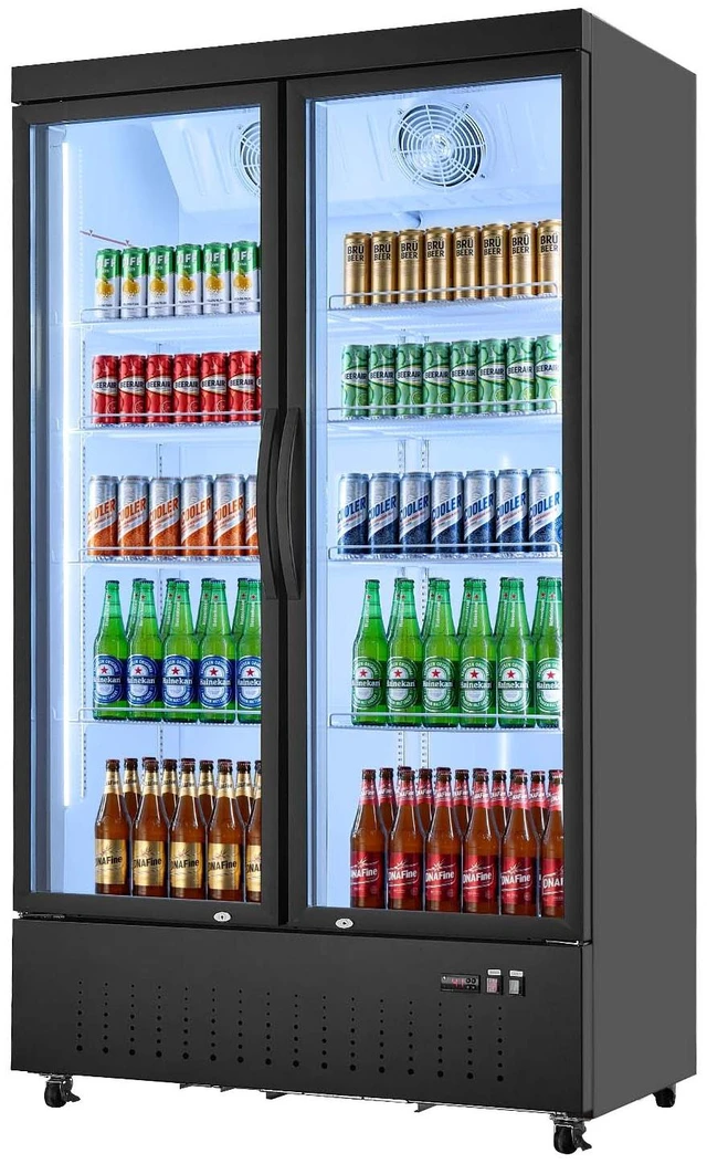 Main image of VEVOR Commercial Merchandiser Refrigerator, 29.3 Cu.Ft / 830L Upright Beverage Cooler, 2 Glass Door Display Refrigerator with 8 Adjustable Shelves, Soft LED Light & Casters for Bars Shops Supermarkets