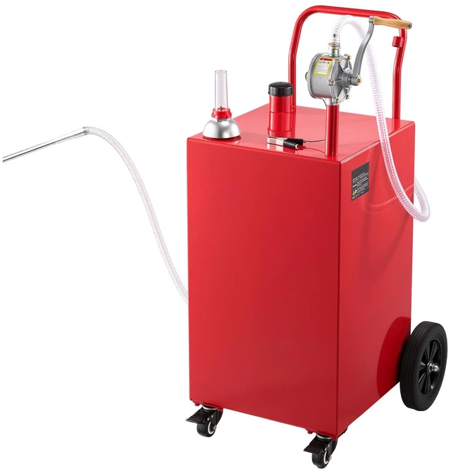 Main image of VEVOR 40 Gallon Fuel Gas Caddy, Carbon Steel, Portable Fuel Transfer Storage Tank with Manual Pump and 4 Wheels, Gasoline Diesel Can Container, for Cars, Lawn Mowers, ATVs, Boats, Motorcycles, Red