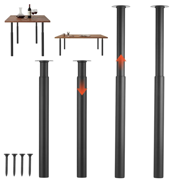 Alt view image 8 of 8 - VEVOR Adjustable Table Legs, 28-43.3 in Steel Furniture Legs, 1200 lbs Max Load Heavy Duty, Quick Installation, Ideal for Home Office Desk DIY, Coffee Dinner Bar Tables, Workbenches, Set of 4, Black