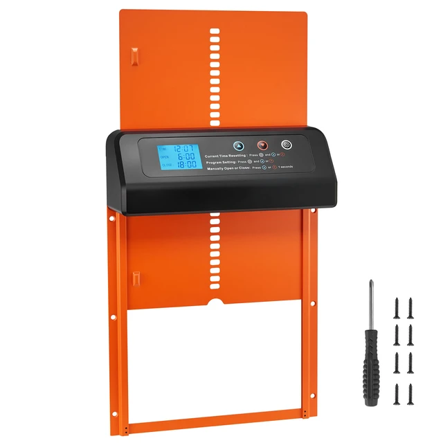 Alt view image 9 of 9 - VEVOR Automatic Chicken Coop Door, Battery Powered Chicken Coop Door with Timer & Manual Setting, Anti-Pinch Security, Durable Aluminum Alloy, Chick Run Gate Opener with Waterproof Sealing, Orange