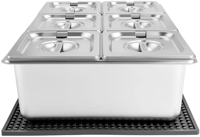 Main image of VEVOR Countertop Food Serving Display Container, Stainless Steel Food Salad Server Tray, Buffet Condiment Dispenser, Ice Cooled Rack with Separate Lid, for Restaurant, Hotel, Party (6x1/6 Pan)