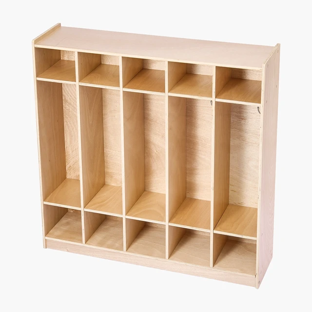 Alt view image 8 of 8 - VEVOR Coat Locker, 5-Section Daycare Cubby Coat Rack 48x12x48 inch, Classroom Coat Locker and Backpack Hanger, with 5 Hooks and Storage Boxes, for Kindergarten & School, Natural