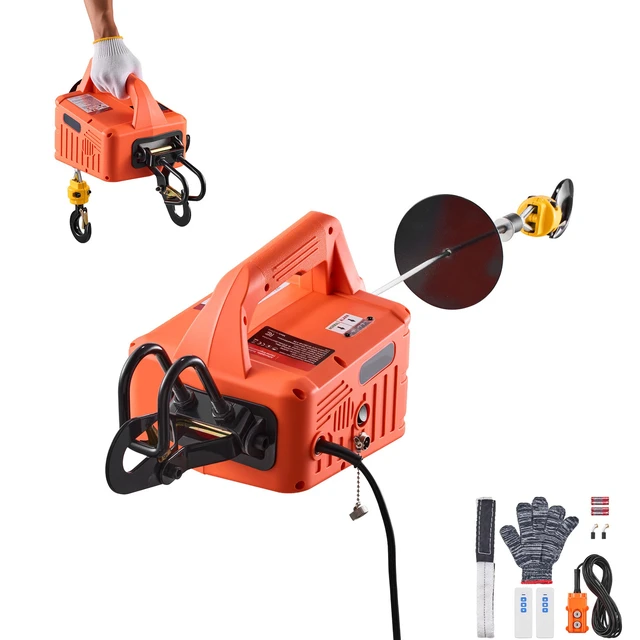 Alt view image 9 of 9 - 3-in-1 Electric Hoist Winch, 1100 lbs Capacity, 1500W Portable Electric Power Winch, 25 ft Lifting Height, 16.4 ft/min with Manual, Wired & Wireless Remote Control for Factory, Warehouss, Garage