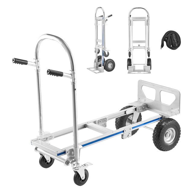 Alt view image 9 of 9 - VEVOR 2 in 1 Hand Truck, 1000 lbs Load Capacity for 4-Wheel Mode, Convertible Hand Truck Dolly with Non-Slip Handle & Wheels, Portable Trolley Dolly for Moving Home, Office, Warehouse, Supermarket