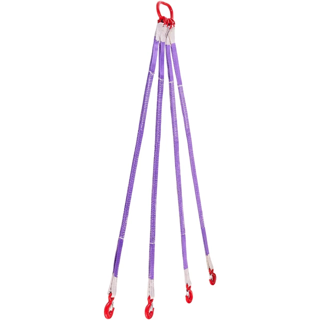 Alt view image 2 of 2 - VEVOR Lifting Sling Straps, Four Leg Polyester Bridle Sling with Hooks, 6600LB Capacity, 5Ft Heavy Duty Rigging Strap, Thickened & Wear-Resistant Webbing Slings for Engines Cranes Hoists Truck