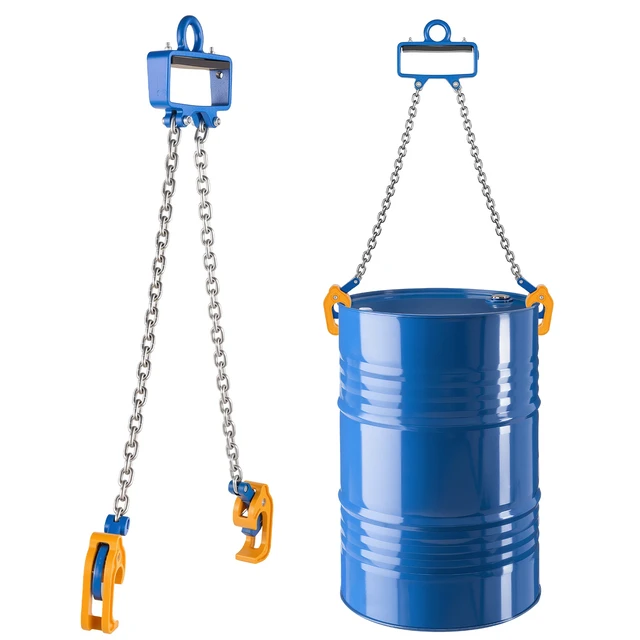 Alt view image 2 of 2 - VEVOR Chain Drum Lifter, G80 Drum Lifting Chain Sling with Security Hook, 2200LBS Capacity, Drums Handling Equipment Fits for Crane Forklift, Carbon Steel Barrel Lifter for Plastic & Metal Drums
