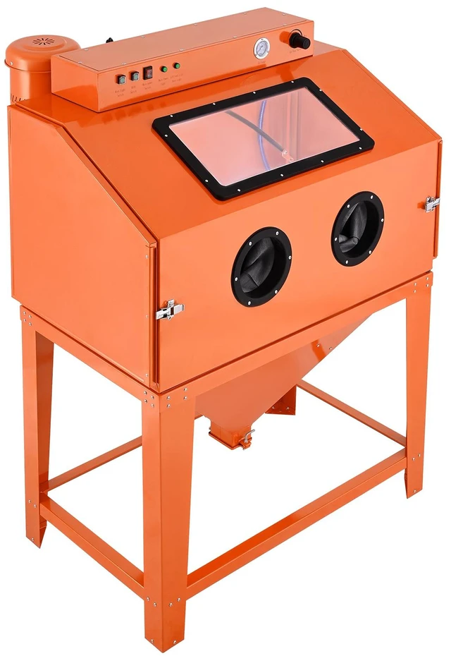 Main image of VEVOR 115 Gallon Sandblasting Cabinet, Heavy Duty Steel Sand Blasting Cabinet with 31-Gallon Media Hopper, Dual Blasting Guns & 1.6HP Dust Collector for Oversized Parts Surface Finishing, Rust Removal