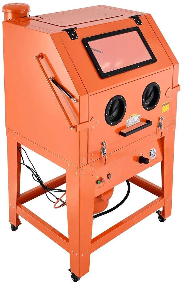Main image of VEVOR 245 Gallon Sandblasting Cabinet with Pressurized Tank, Heavy Duty Steel Sand Blasting Cabinet on Wheels - with 32 Gallon Media Hopper & 1.6HP Dust Collector for Oversized Parts Surface Finishing