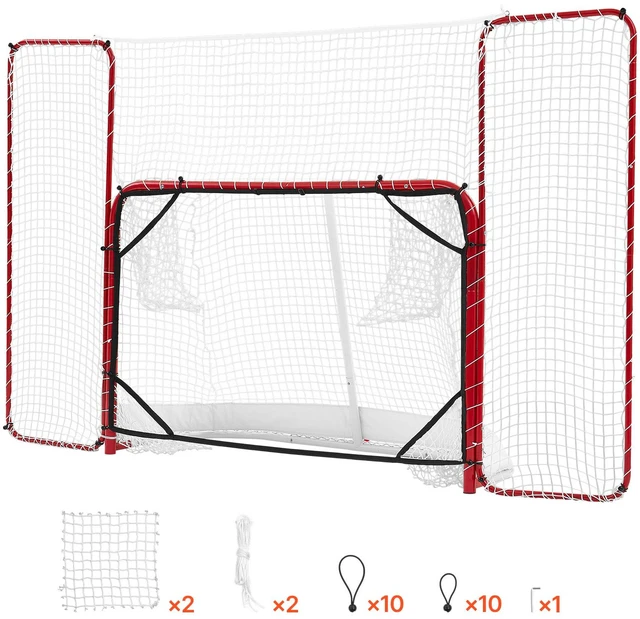 Alt view image 2 of 2 - VEVOR Hockey Goal with Backstop and Targets, 10x6FT Street Steel Hockey Goal Set, Pro Lightweight and Portable Training Equipment, Durable Net for Indoor & Outdoor Use, Easy Assembly, White/Red