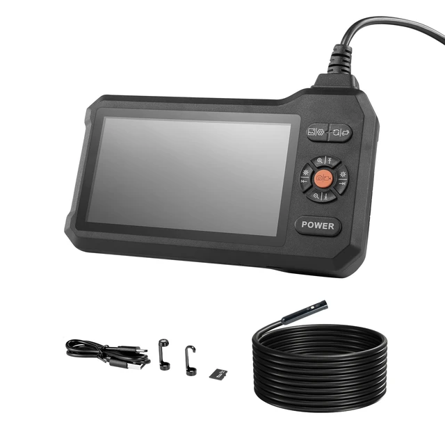 Alt view image 8 of 8 - VEVOR Triple Lens Endoscope with Light, 5" HD IPS Screen Industrial Borescope, 1280 x 720 Lens, 8 + 2 LEDs, 8X Zoom, IP67 Waterproof Inspection Snake Camera for Auto, Plumbing (16.4FT Rigid Cable)