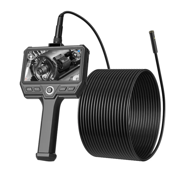 Alt view image 8 of 8 - VEVOR Triple Lens Endoscope with 32.8FT Newly Ultra-Rigid Cable, Industrial Borescope with Light, 5" HD IPS Screen, 8 + 2 Lights, 8X Zoom, 5000mAh, IP67 Waterproof Snake Camera for Auto, Plumbing