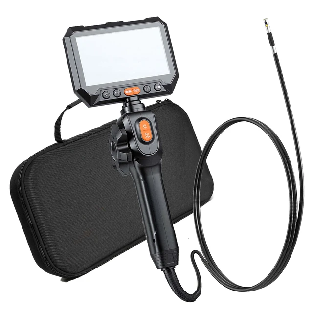 Alt view image 8 of 8 - VEVOR 2-Way Dual-Lens Articulating Endoscope with Light, 1080P HD Industrial Borescope Inspection Camera with 0.24-inch Slim Articulated Probe, Rigid Snake Scope Cam for Wall Automotive Inspect-4.9FT