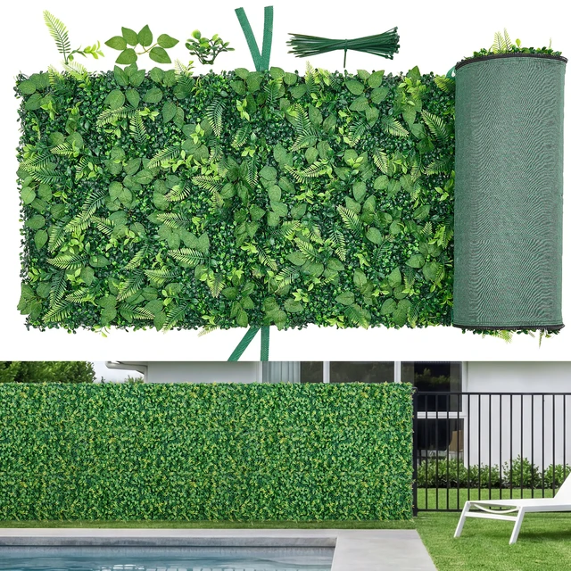Alt view image 8 of 8 - VEVOR Artificial Plant Wall, 4 PCS, Each Panel 2 x 8 ft Artificial Boxwood Panels, Sun Protection Greenery Backdrop Privacy Hedge Fence, Fake Grass Screen for Wedding, Indoor, Outdoor Garden, Backyard