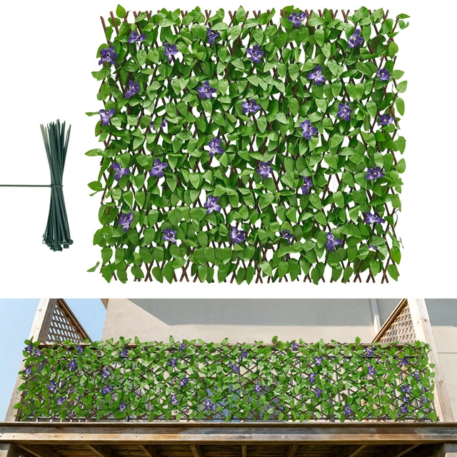 Alt view image 7 of 7 - VEVOR Expandable Fence Privacy Screen, 25.5 x 122 in Expand Artificial Plant Wall, Realistic Artificial Ivy Panel with 50 Zip Ties, Decorative Faux Greenery Backdrop Hedges for Balcony Patio Outdoor