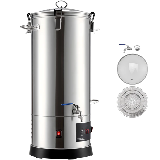 Alt view image 9 of 9 - VEVOR Beer Brewing Equipment, 8 Gal/30L 304 Stainless Steel Home Beer Brewer,1500W All-in-One Home Brewing Kit with Tall strainer, Integrated Inner Barrel & Reinforced Handle