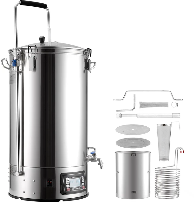 Alt view image 9 of 9 - VEVOR Beer Brewing Equipment, 16 Gal/60L Beer Maker with Anti-Burn Pump and Wort Chiller,3000W All-in-One Home Brewing Kit with Digital Control, Recipe Memory & Timer, Removable mesh strainer