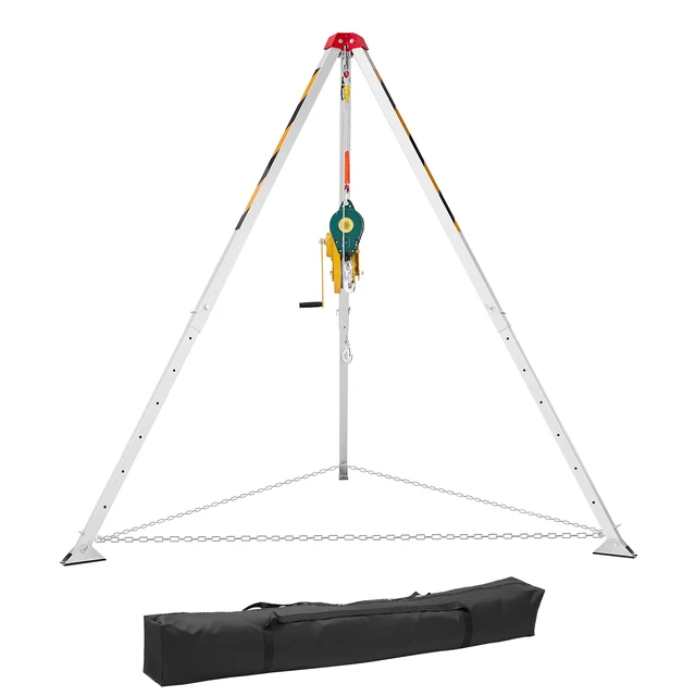 Alt view image 9 of 9 - Confined Space Tripod Kit, Heavy Duty Rescue Tripod Lifting Hoist 2600 lbs Winch, 4.76 ft Adjustable Legs, 98.5 ft Cable Portable Kit, 32.8 ft Fall Protection, 5.25-8.04 ft Working Height