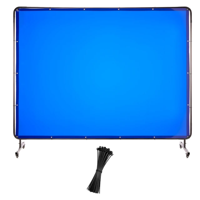 Alt view image 2 of 2 - VEVOR Welding Screen with Frame, 6 x 8 FT Welding Curtain Screen, Flame-Resistant Vinyl Safety Protection Screens with Lockable Swivel Wheels & 6-Level UV Protection for Workshop/Industrial Use, Blue