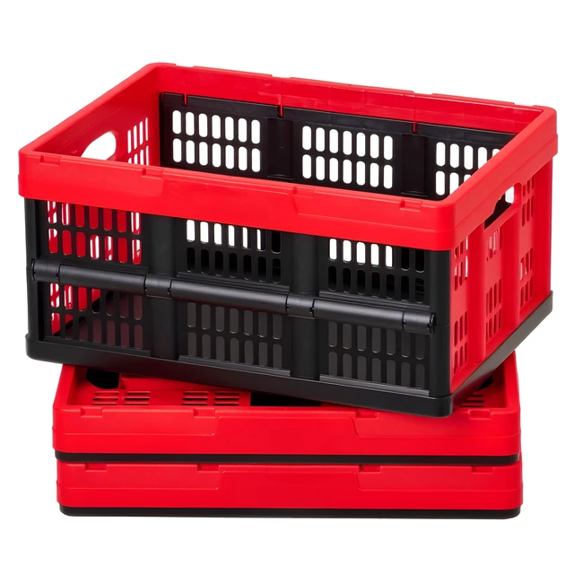 Alt view image 8 of 8 - VEVOR Plastic Collapsible Storage Bins, 32L 3 Packs, Stackable Folding Storage Crates with Handles, Holds 26 lbs Per Bin, Foldable Heavy Duty Containers, Space-Saving Baskets, for Home Organizing