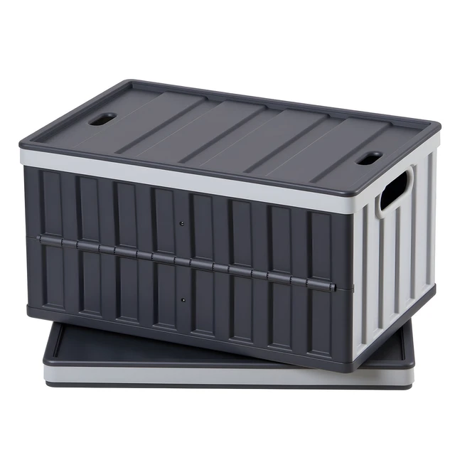 Alt view image 8 of 8 - VEVOR Plastic Collapsible Storage Bins with Lids, 65L 2 Packs, Stackable Folding Storage Crates with Handles, Holds 84 lbs Per Bin, Heavy Duty Containers, Space-Saving Baskets, for Home Organizing