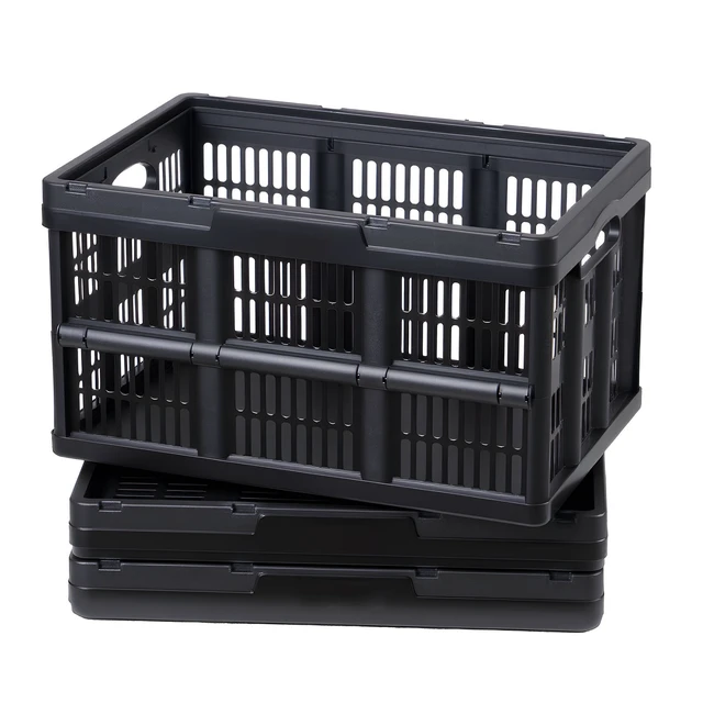 Alt view image 8 of 8 - VEVOR Plastic Collapsible Storage Bins, 45L 3 Packs, Stackable Folding Storage Crates with Handles, Holds 33 lbs Per Bin, Foldable Heavy Duty Containers, Space-Saving Baskets, for Home Organizing