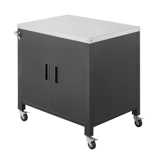 Alt view image 8 of 8 - VEVOR Outdoor Grill Cart with Storage Cabinet, 40 Inch Grill Table, Waterproof Kitchen Island with Stainless Steel Top, Spice Rack, and Wheels, Movable Food Prep Station for Patio Bar Backyard BBQ
