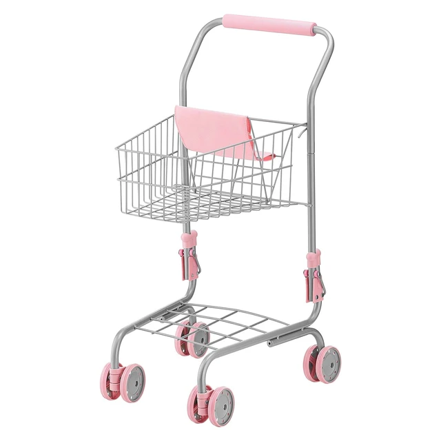 Alt view image 8 of 8 - VEVOR Shopping Cart for Kids, Sturdy Metal Frame, Grocery Store Pretend Play Toy Cart with Baby Doll, Rolling Wheels, Basket, Toy Shopping Trolley, Folds for Easy Storage, for Kids & Toddlers Ages 3+
