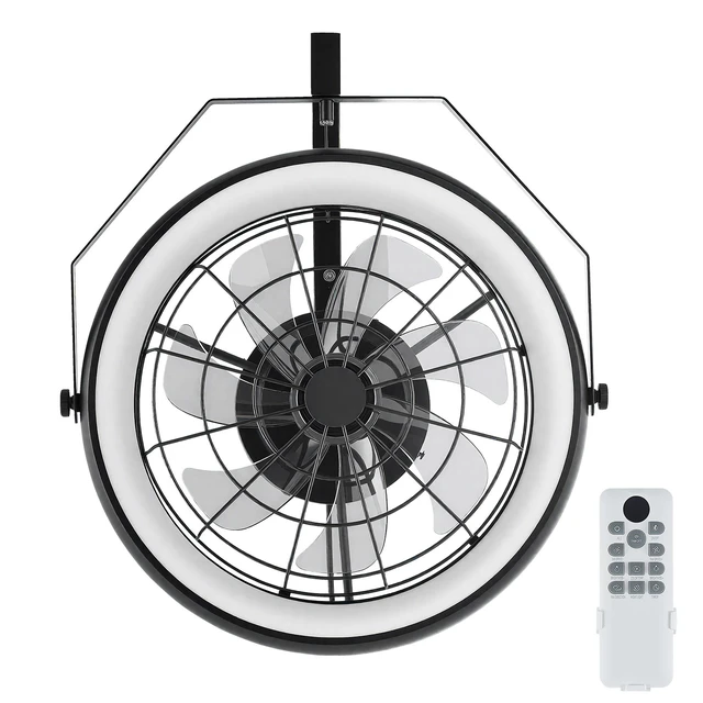 Alt view image 9 of 9 - VEVOR 22 Inch Wall Mounted Fan with Light Remote 6 Speed for Patio Workshop