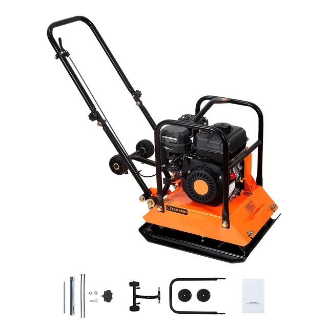 Alt view image 8 of 8 - VEVOR Plate Compactor, 6.5 HP 196CC Gas Engine, 5700 VPM Vibrating Ground Rammer, 4047 lbs Compaction Force, 21 x 16 in Plate, Walk Behind Compactor for Paver Landscaping, Asphalt, Foundation, Soil