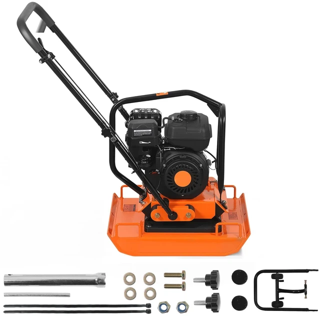 Main image of VEVOR Plate Compactor, 7 HP 196CC Gas Engine, 5400 VPM Vibrating Ground Rammer, 4440 lbs Compaction Force, 23 x 18 in Plate, Walk Behind Compactor for Paver Landscaping, Asphalt, Foundation, Soil