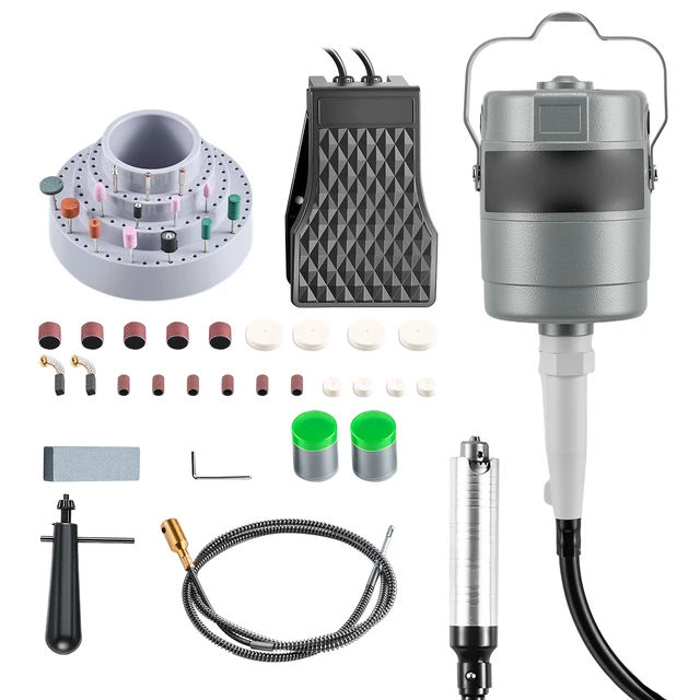 Alt view image 8 of 8 - VEVOR Flex Shaft Grinder, 150W 23000RPM Electric Flex Shaft Rotary Tool, Foot-Pedal Control Hanging Carver Grinder with 112PCS Accessory Kit for Sanding Buffing Polishing Cutting