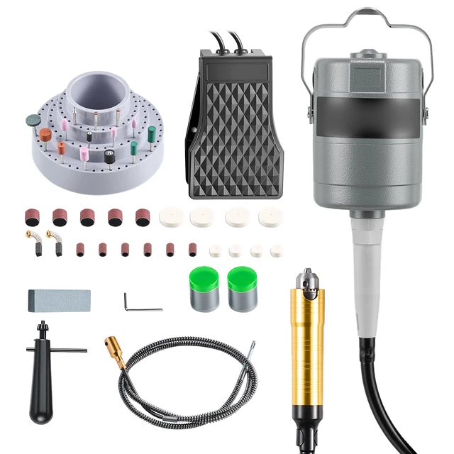 Alt view image 8 of 8 - VEVOR Flex Shaft Grinder, 780W 25000RPM Electric Flex Shaft Rotary Tool, Foot-Pedal Control Hanging Carver Grinder with 112PCS Accessory Kit for Sanding Buffing Polishing Cutting