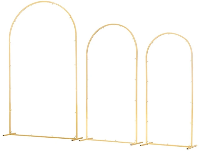 Alt view image 9 of 9 - VEVOR Arch Backdrop Stand, Set of 3, 7.2/6.6/6 ft, Stable Structure, Easy Assembly, Gold Metal Arch Backdrop Stand for Wedding, Birthday Party, Graduation, Holiday Celebration, and Ceremony Decoration