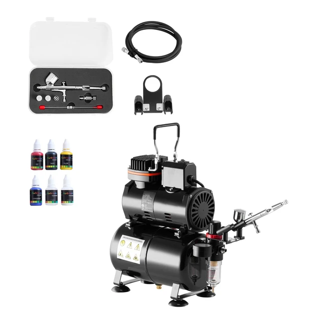 Alt view image 9 of 9 - VEVOR Airbrush Kit Air Brush Kit 1/6 HP Air Compressor Tank 1 Airbrush 3 Tips