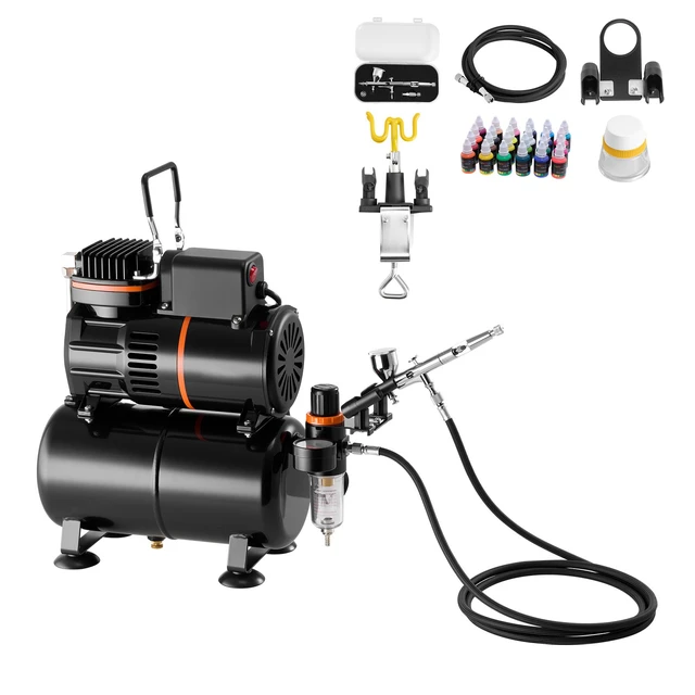Alt view image 2 of 2 - VEVOR Airbrush Kit Air Brush Kit 1/6 HP Air Compressor Airbrush Tip Hose Tank