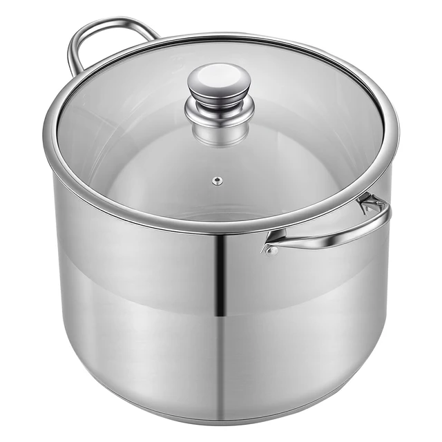 Alt view image 8 of 8 - VEVOR Stainless Steel Stock Pot, 16-Quart Stainless Steel Stockpot with Glass Lid, PFOA-Free, PFAS-Free, Compatible with Gas Stoves, Induction Cooktops, Electric Stoves, for Soups, Stews, and Pasta