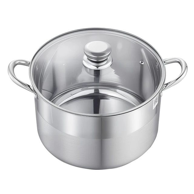 Alt view image 8 of 8 - VEVOR Stainless Steel Stock Pot, 12-Quart Stainless Steel Stockpot with Glass Lid, PFOA-Free, PFAS-Free, Compatible with Gas Stoves, Induction Cooktops, Electric Stoves, for Soups, Stews, and Pasta