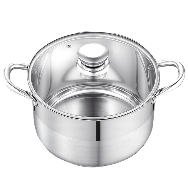 Alt view image 8 of 8 - VEVOR Stainless Steel Stock Pot, 8-Quart Stainless Steel Stockpot with Glass Lid, PFOA-Free, PFAS-Free, Compatible with Gas Stoves, Induction Cooktops, Electric Stoves, for Soups, Stews, and Pasta