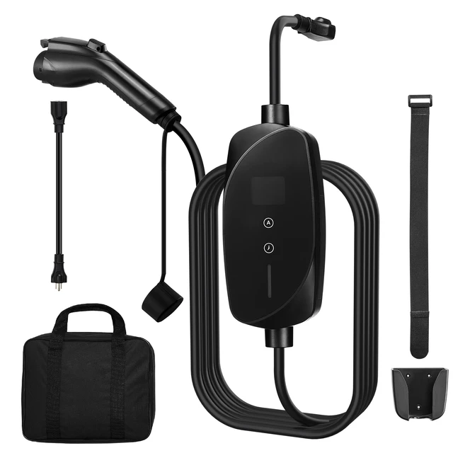 Alt view image 9 of 9 - Level 1&2 EV Charger Portable Charger 16A Adjustable Current 120V 240V with LCD