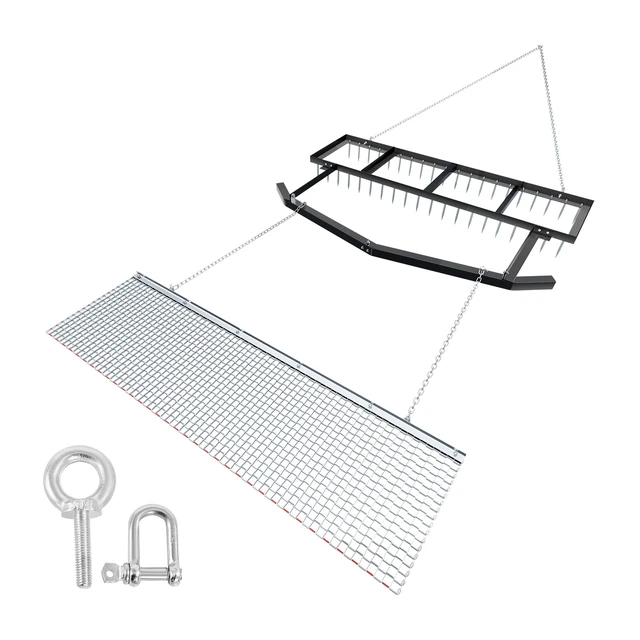 Alt view image 8 of 8 - VEVOR Drag Harrow, 6 ft Tow-Behind Driveway Grader with Chain Harrow, Adjustable Width & 80lbs Load Capacity, Heavy Duty Lawn Leveling Rake, Fits ATVs UTVs Tractors, for Gravel Driveway Field